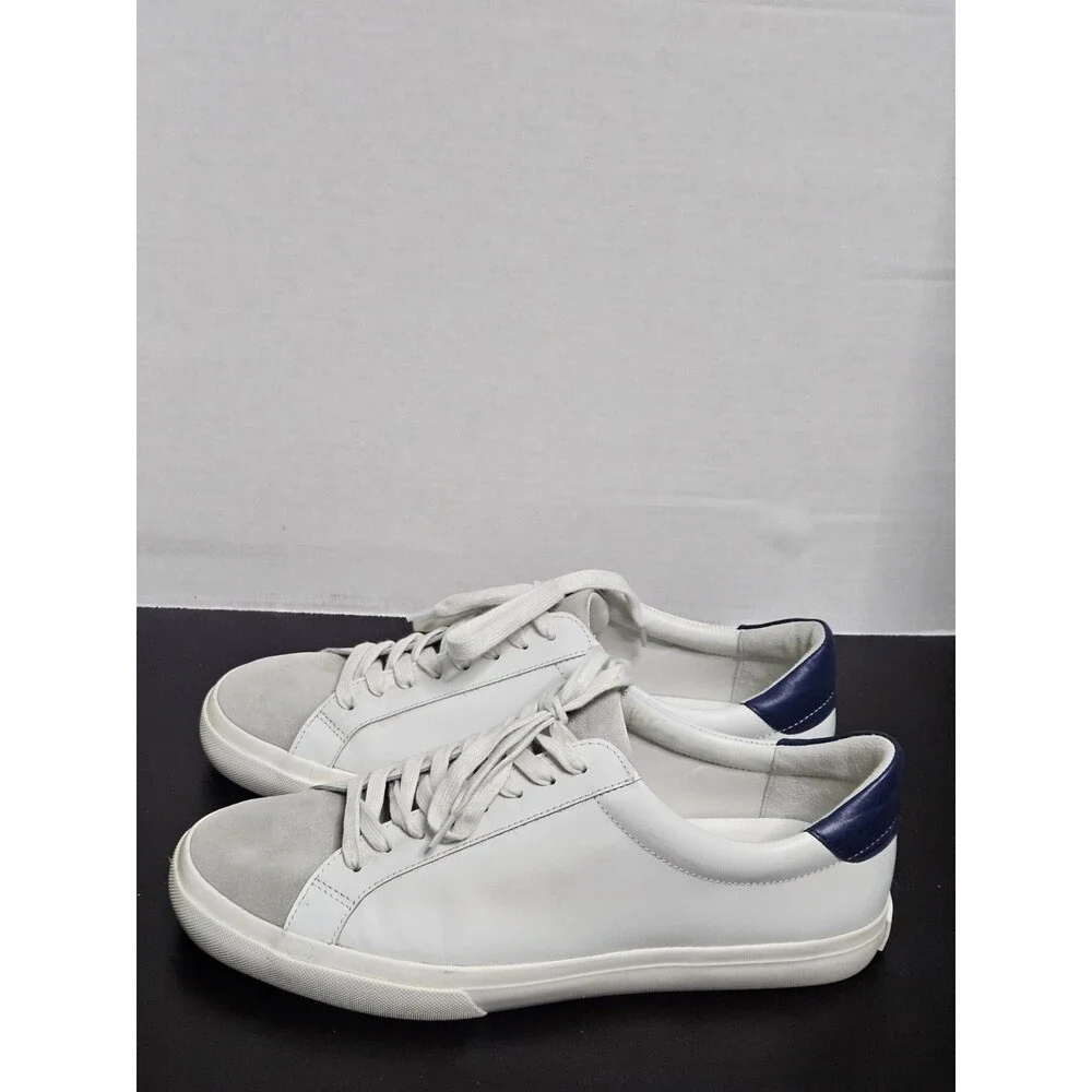 Size 11 Vince Men's Fulton low-top sneaker in white & blue leather & suede